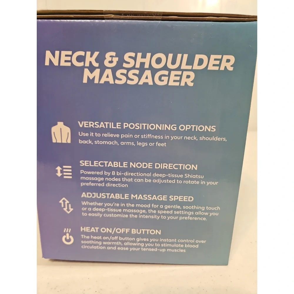 purity+‎ Neck & Shoulder Massager Shiatsu Heated Adjustable Speed Black